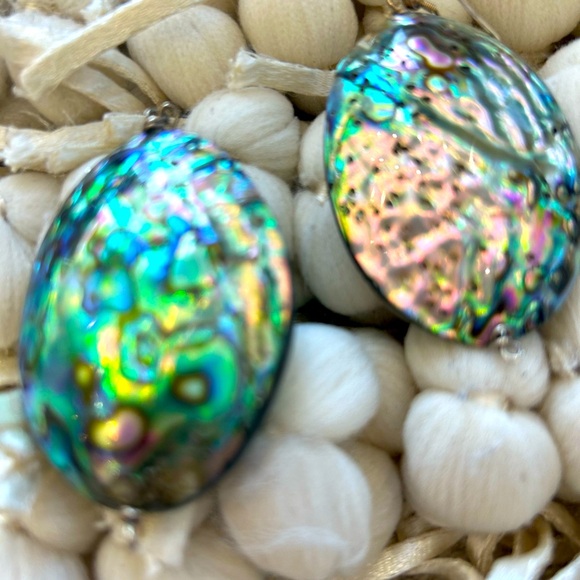 Large Shell oval earrings. - Picture 1 of 8
